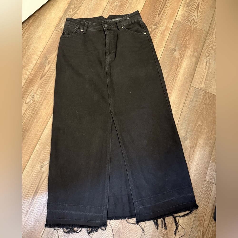 Black Denim Maxi Skirt